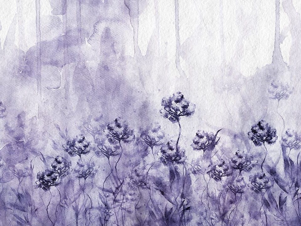 Fototapeta Fioletowe kwiaty na akwareli