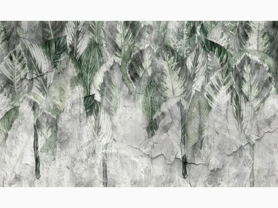 Fototapeta Liście na betonowej ścianie