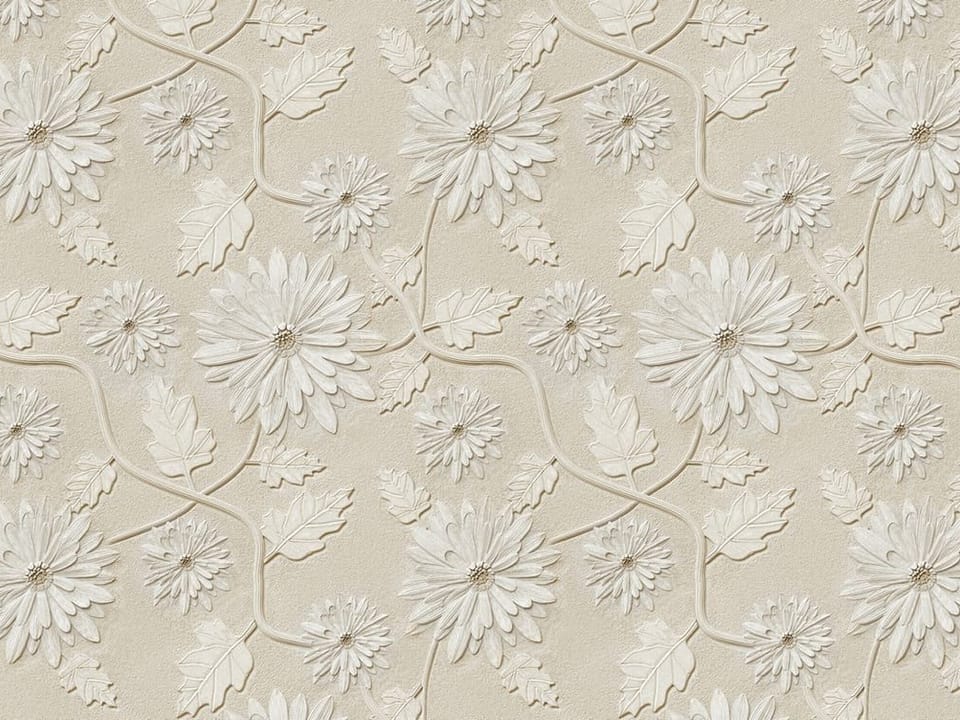 Fototapeta Kwiaty i Liście na Beżowym Tle