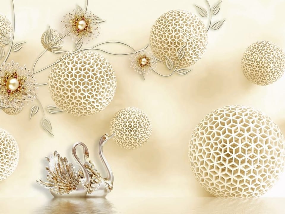 Fototapeta Geometryczne Kule i Łabędzie