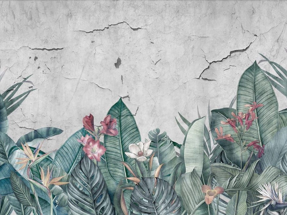 Fototapeta Tropikalne liście i kwiaty