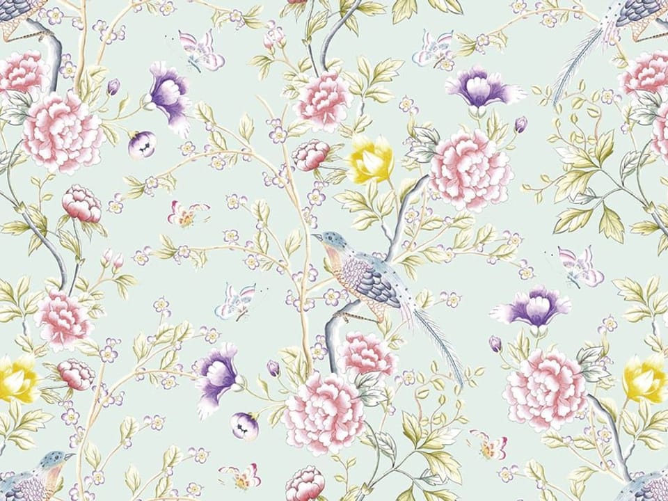 Fototapeta Kwiaty i Gałęzie z Ptakiem