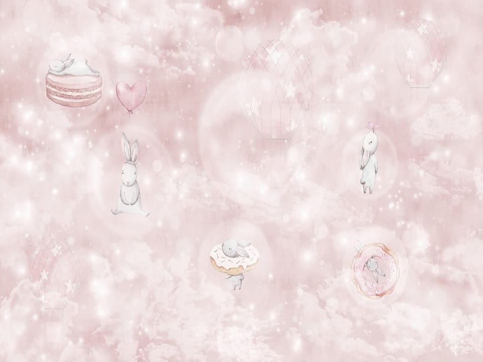 Fototapeta Królik na tle chmur z balonami