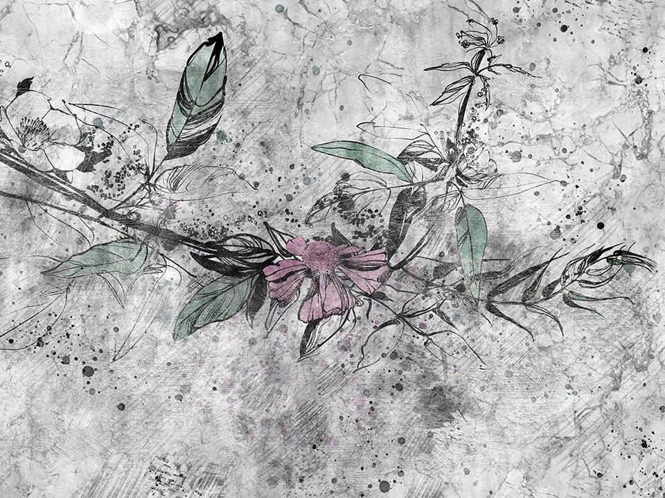 Fototapeta Kwiatowa gałąź na abstrakcyjnym tle