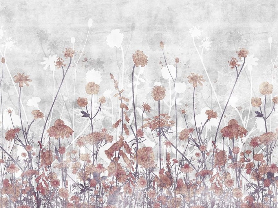 Fototapeta Kwiaty na tle szarego nieba