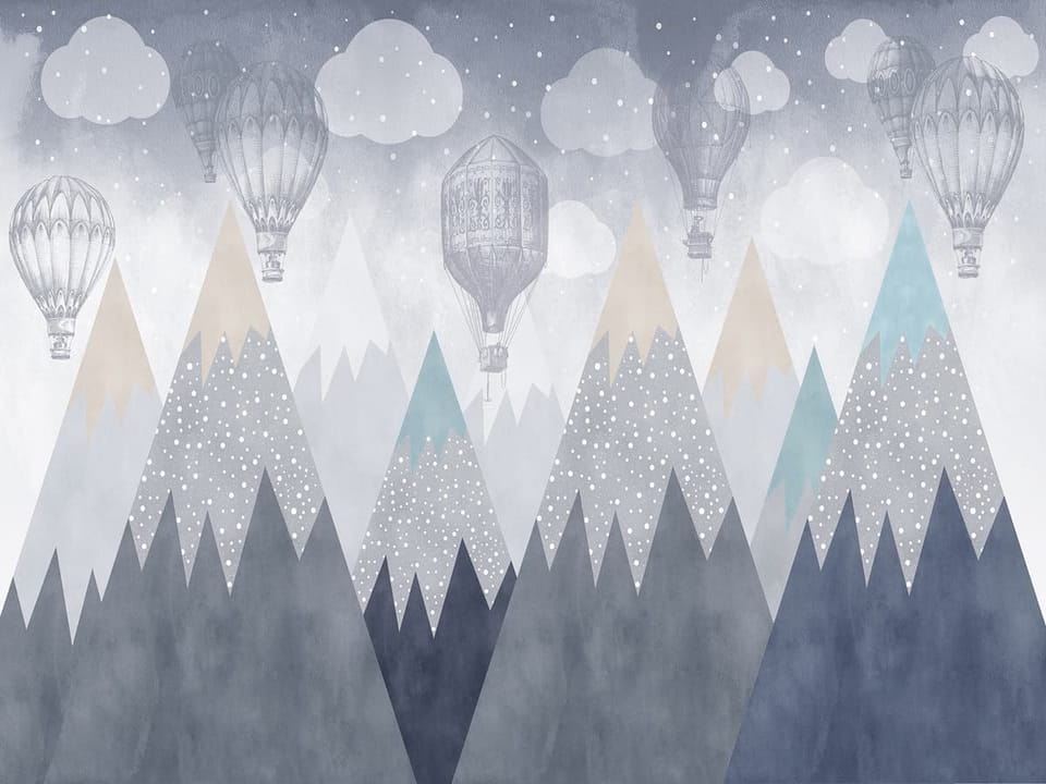 Fototapeta Góry z balonami na niebie