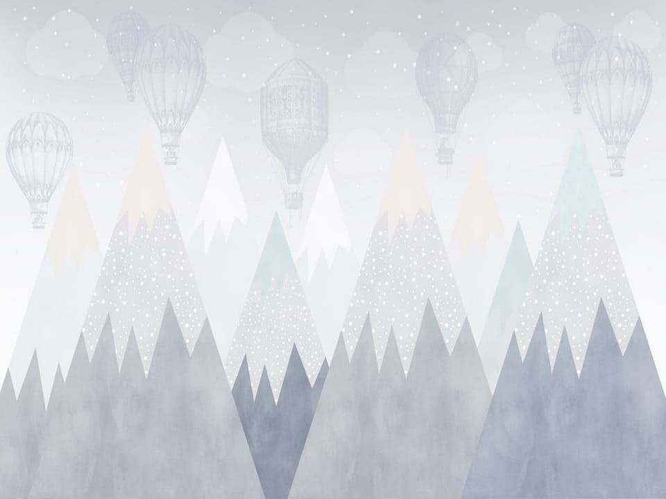 Fototapeta Góry z Balonami i Śniegiem