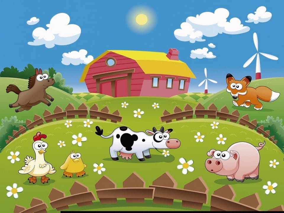 Fototapeta Zwierzęta na farmie w kreskówkach