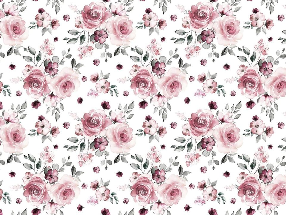 Fototapeta Róże na białym tle z zielonymi liśćmi