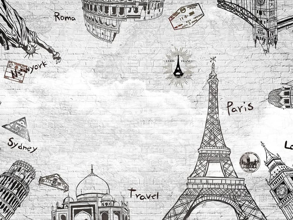 Fototapeta Architektoniczne Ikony na Mapie