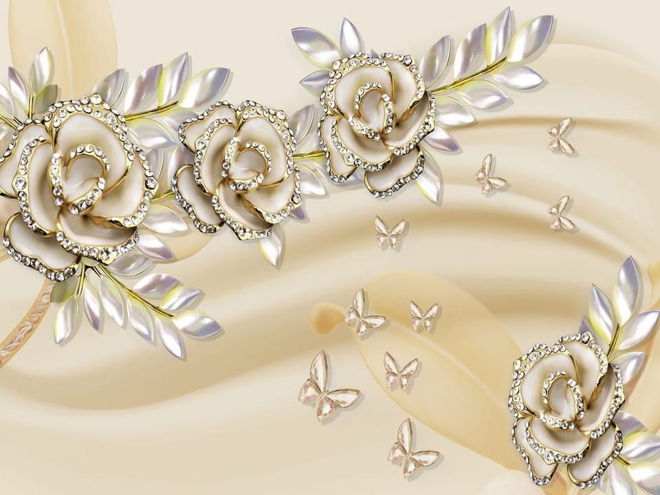 Fototapeta Ozdobne róże z kryształkami