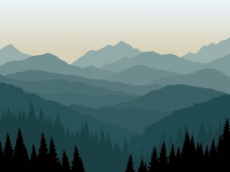 Fototapeta Warstwowe pasma górskie i las