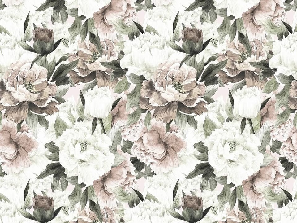 Fototapeta Kwiaty piwonii z liśćmi