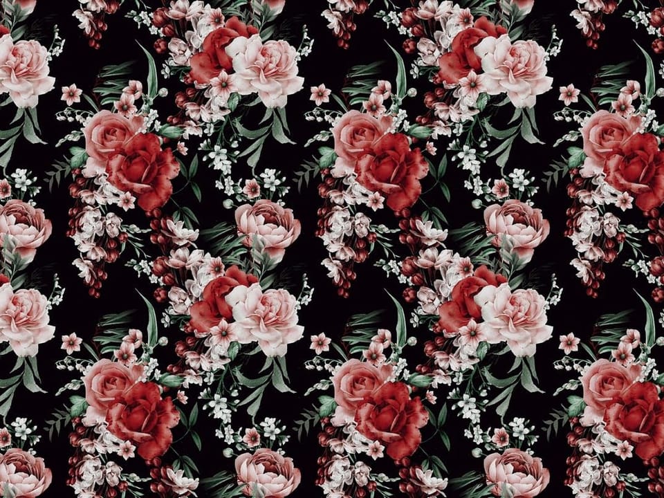 Fototapeta Róże i Piwonie na Ciemnym Tle