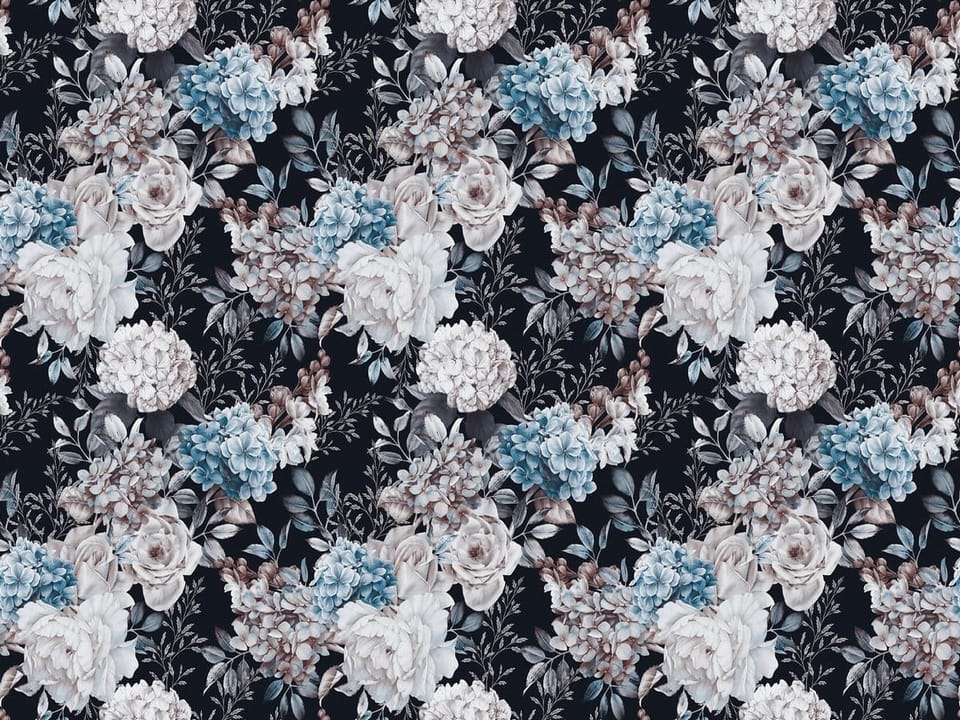 Fototapeta Kwiaty i Liście na Ciemnym Tle