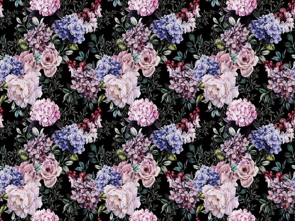 Fototapeta Kwiatowy wzór z różami i hortensjami