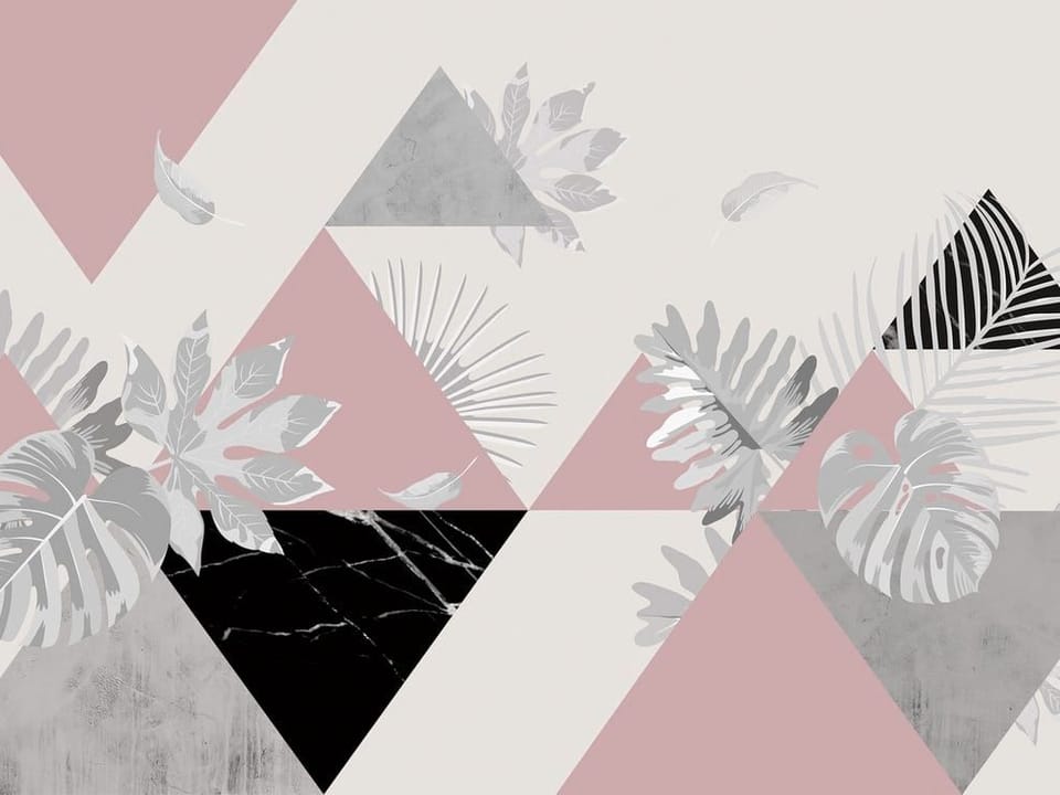 Fototapeta Geometryczne trójkąty z liśćmi