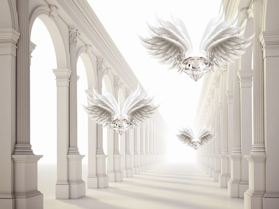 Fototapeta Diamenty z anielskimi skrzydłami