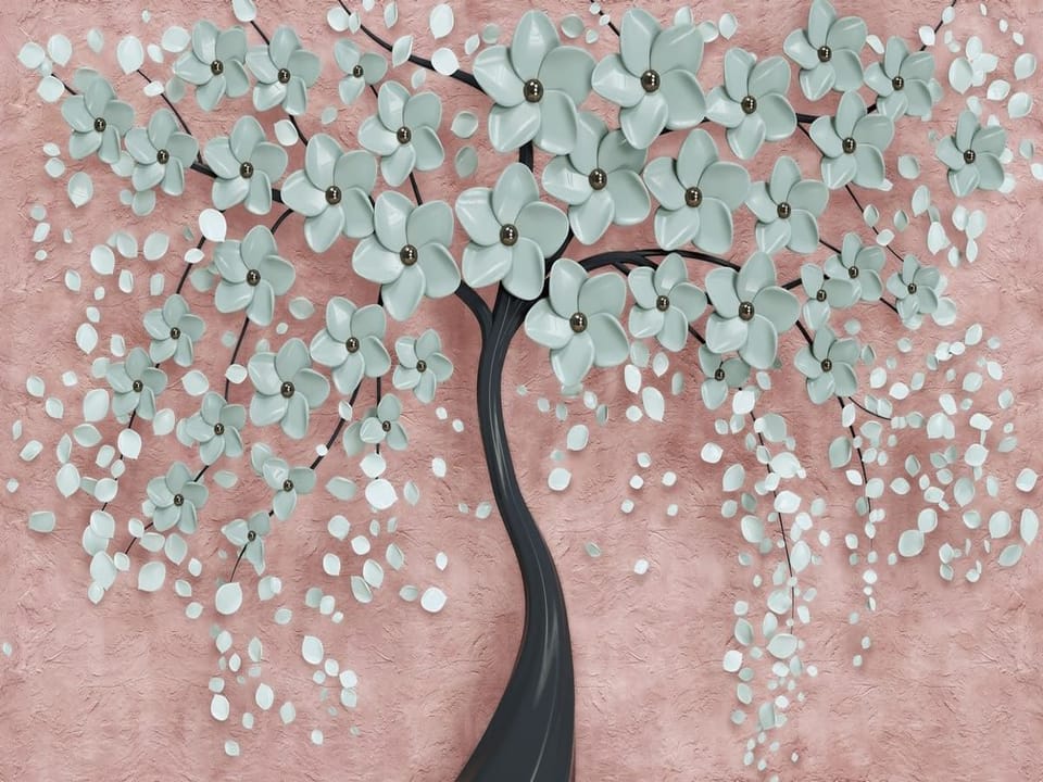 Fototapeta Drzewo z kwiatami na różowym tle