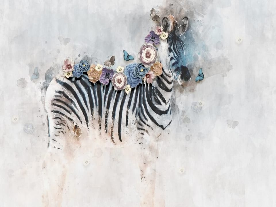 Fototapeta Zebry z kwiatowym akcentem