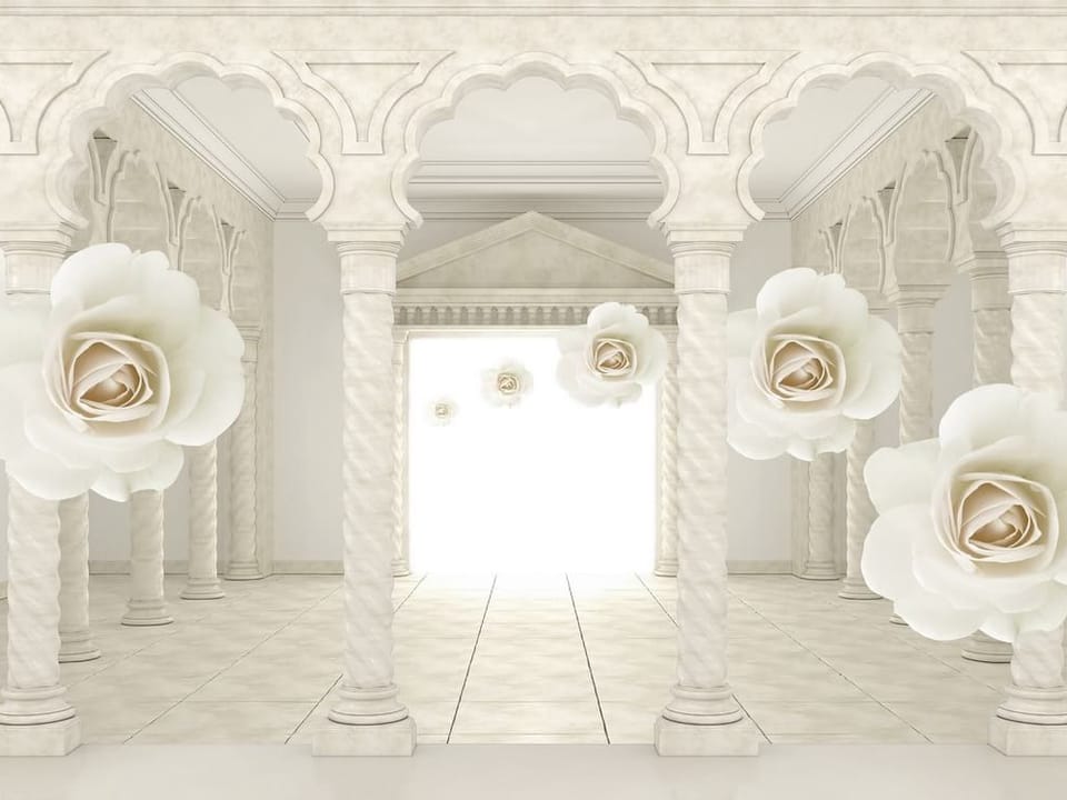 Fototapeta Pałacowe róże w 3D tunelu