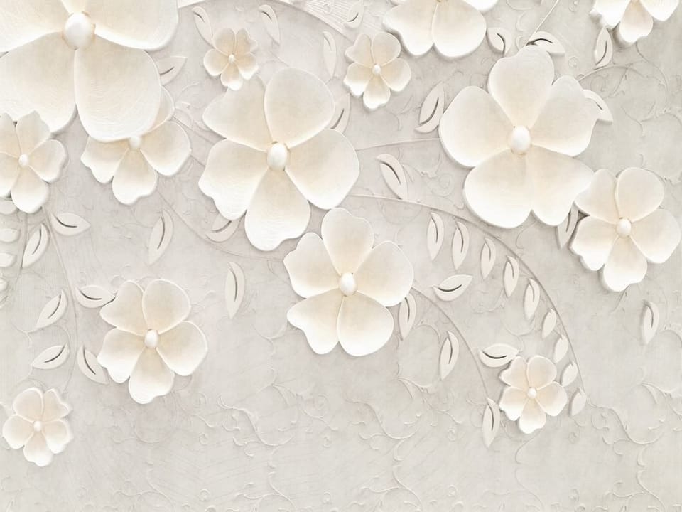 Fototapeta Duże białe kwiaty na jasnym tle