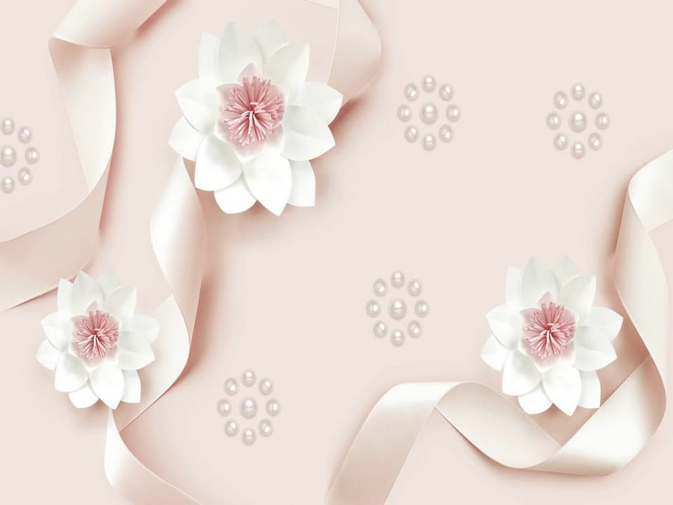 Fototapeta Kwiaty lotosu i wstążki 3D