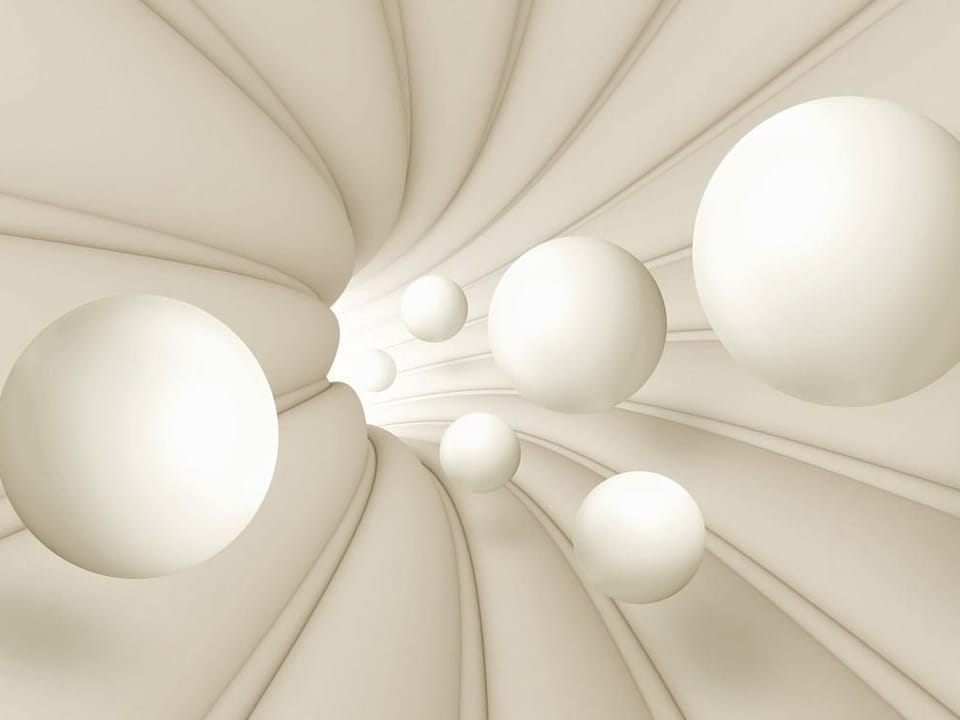 Fototapeta Białe kule w spiralnym tunelu