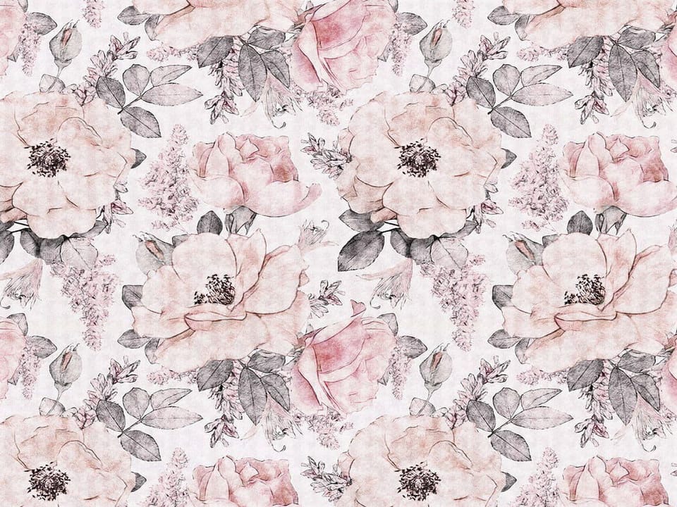 Fototapeta Pastelowe róże z szarymi liśćmi