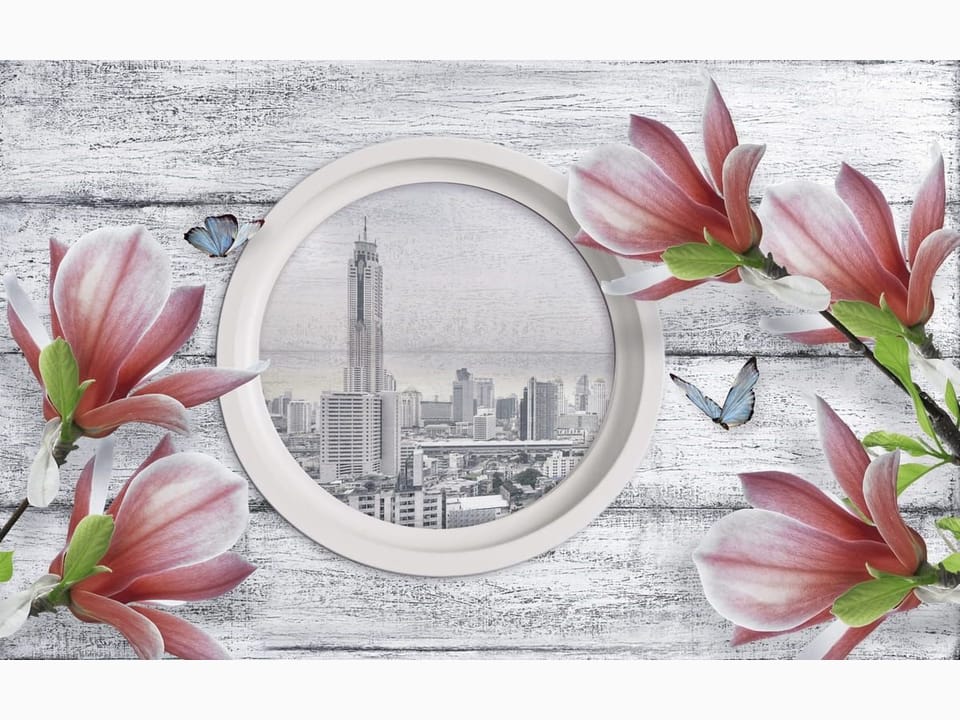 Fototapeta Magnolie na tle miasta