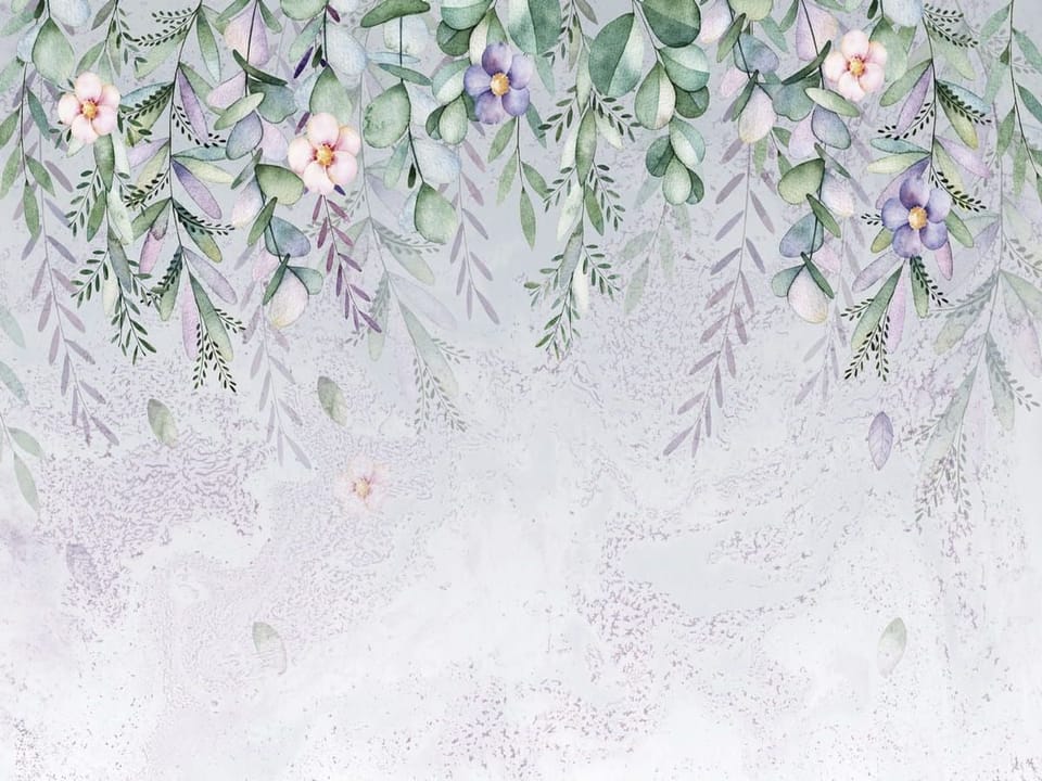 Fototapeta Kwiatowe gałęzie na jasnym tle