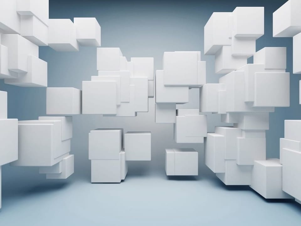 Fototapeta Białe Sześciany w Przestrzeni