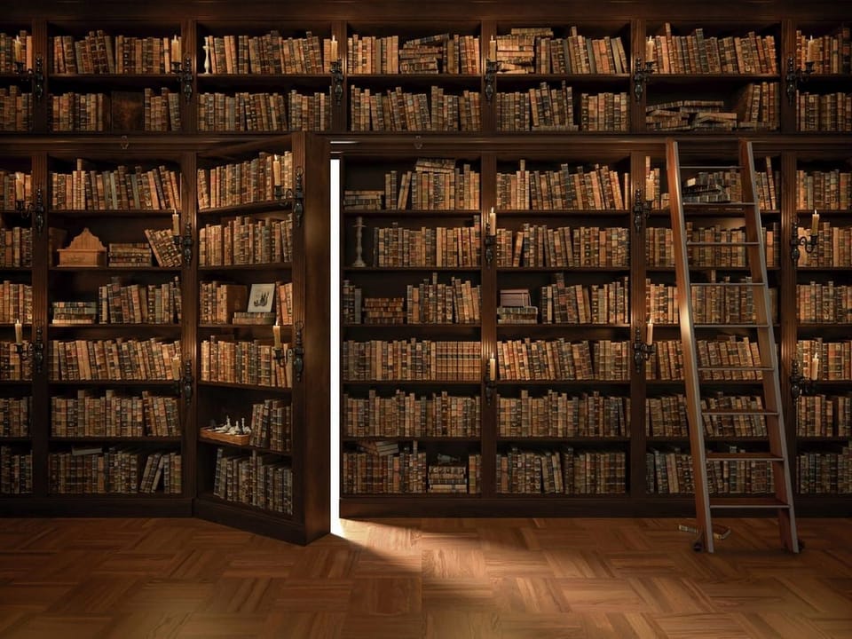 Fototapeta Drewniane regały pełne książek