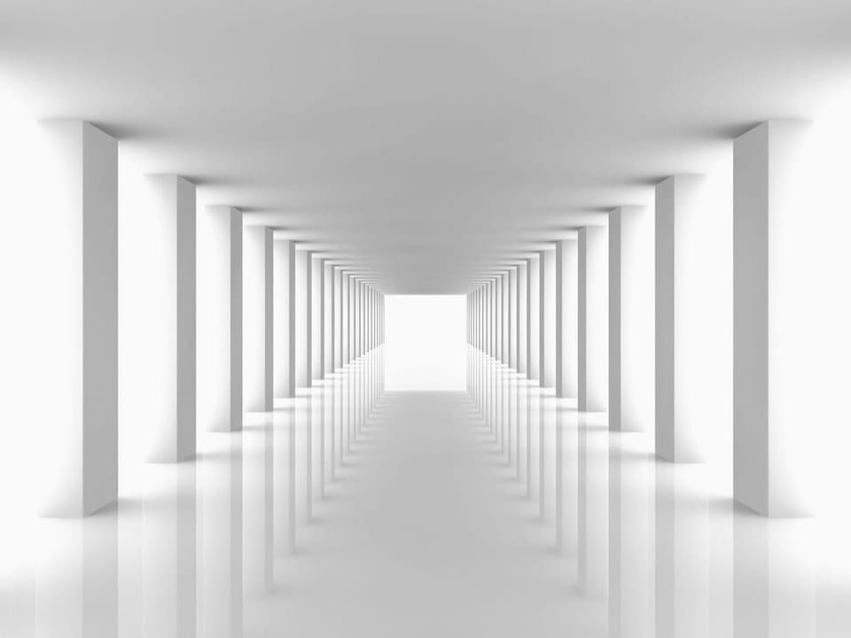 Fototapeta Biały korytarz z kolumnami 3D