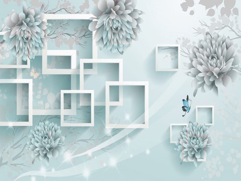 Fototapeta Geometryczne ramki i kwiaty