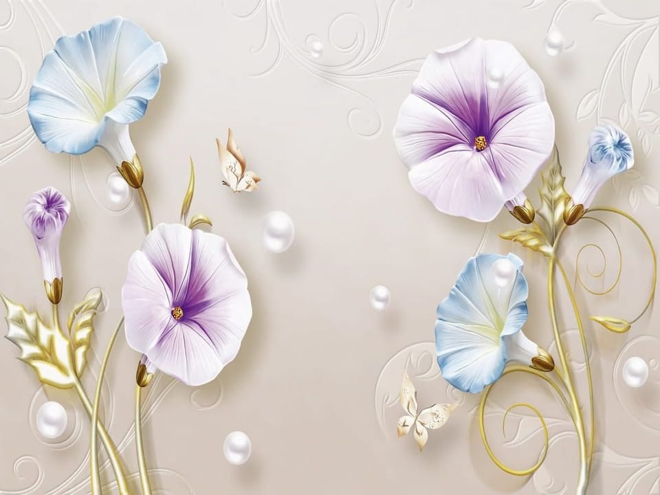 Fototapeta Kwiaty powoju na jasnym tle