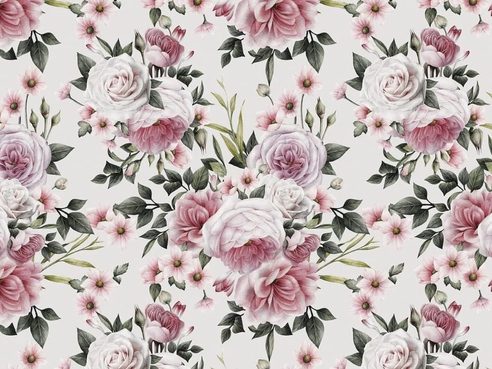 Fototapeta Pastelowe róże z zielonymi liśćmi