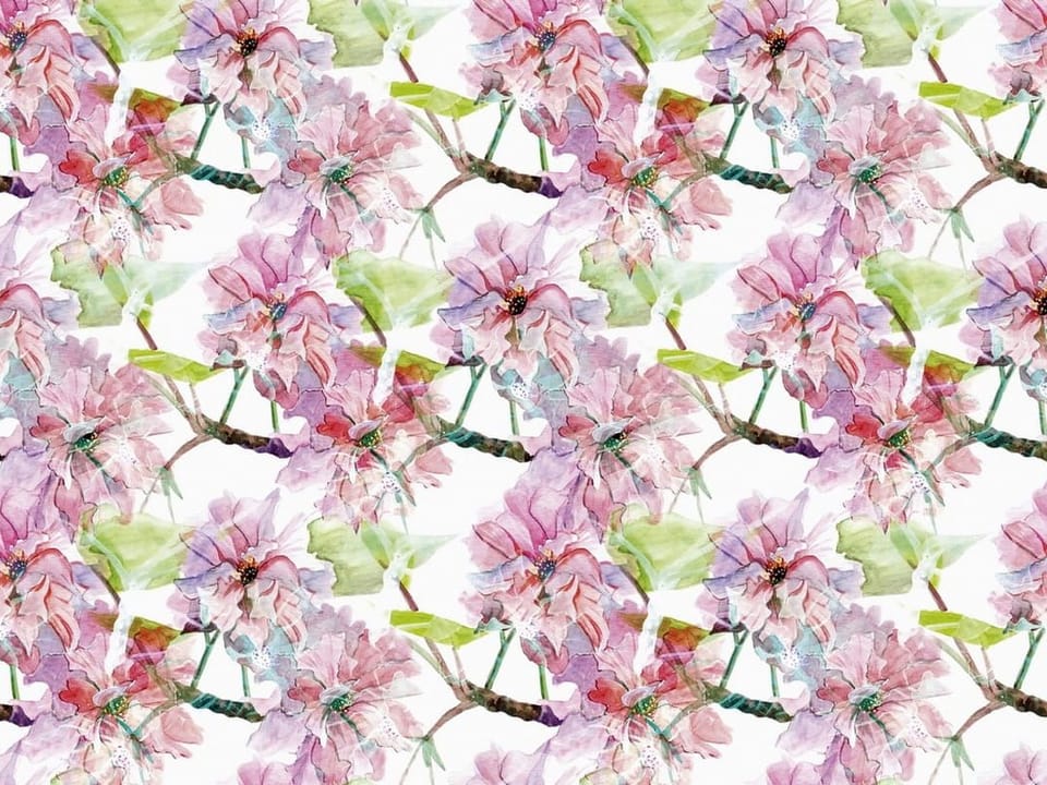 Fototapeta Pastelowe kwiaty i zielone liście