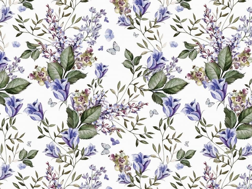 Fototapeta Fioletowe kwiaty z liśćmi