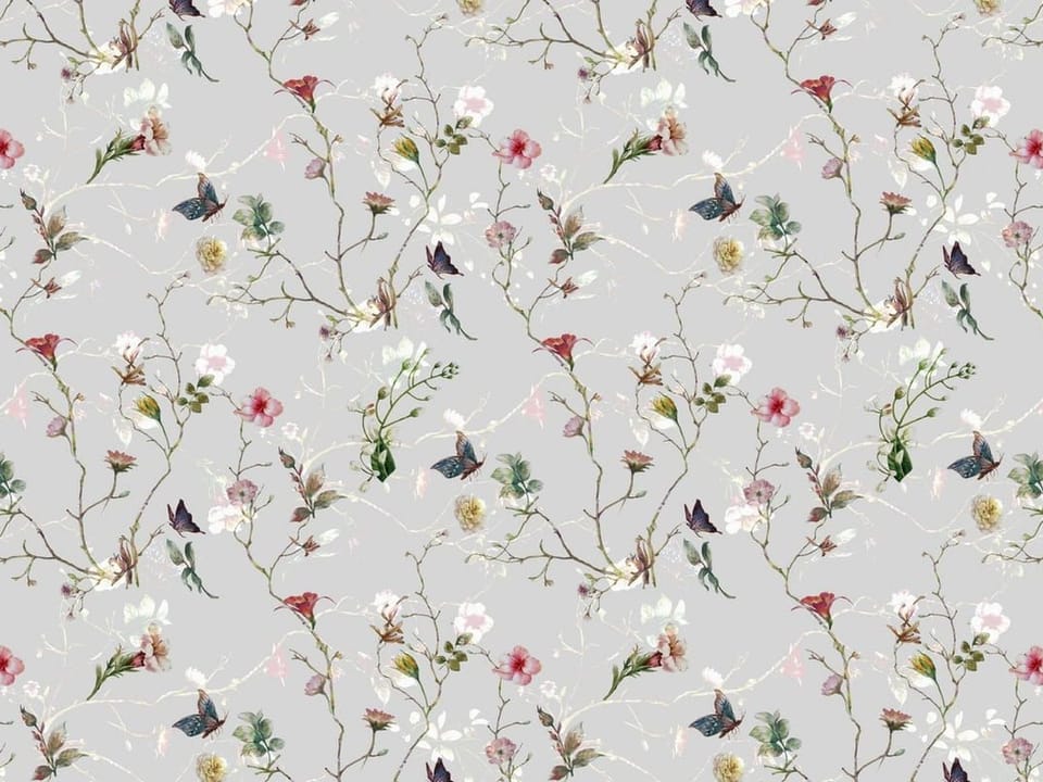 Fototapeta Gałązki i Kwiaty na Szarym Tle