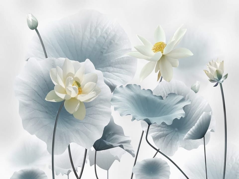 Fototapeta Kwiaty lotosu na tle liści