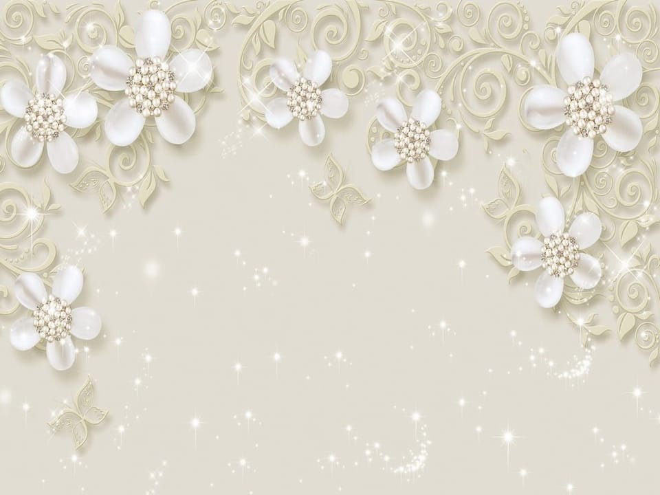 Fototapeta Dekoracyjne kwiaty z perłami