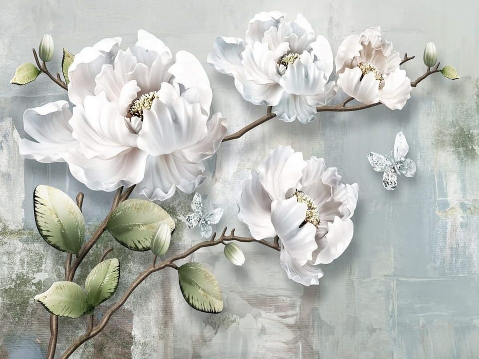 Fototapeta Egzotyczne kwiaty na gałęzi