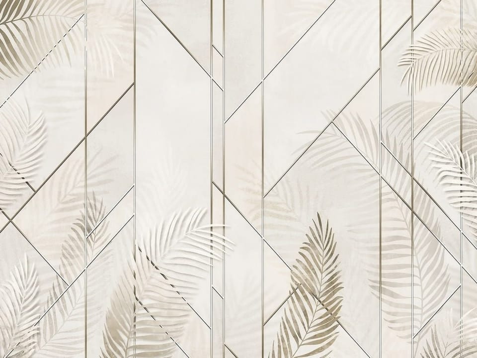 Fototapeta Liście palmowe na geometrycznym tle