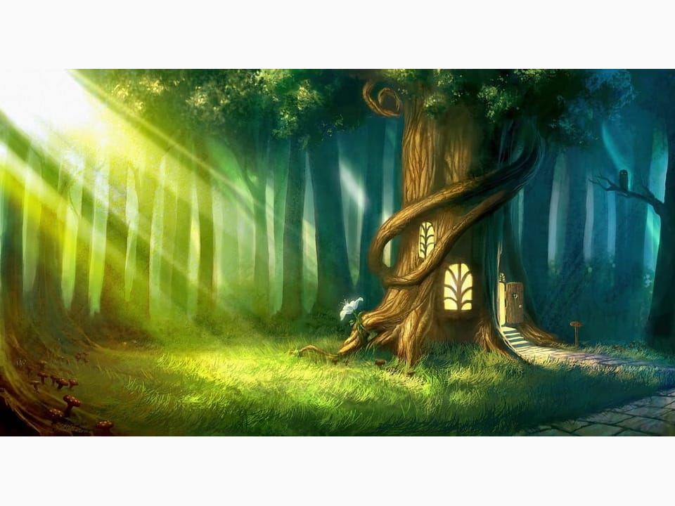 Fototapeta Drzewo z Oknami w Bajkowym Lesie