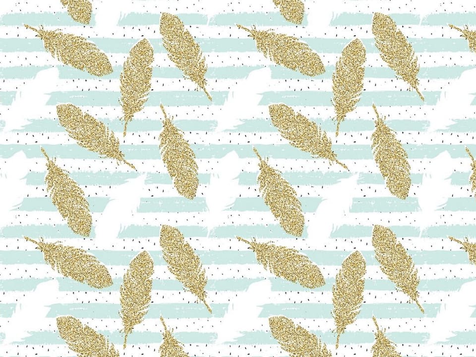 Fototapeta Złote pióra na błękitnym tle