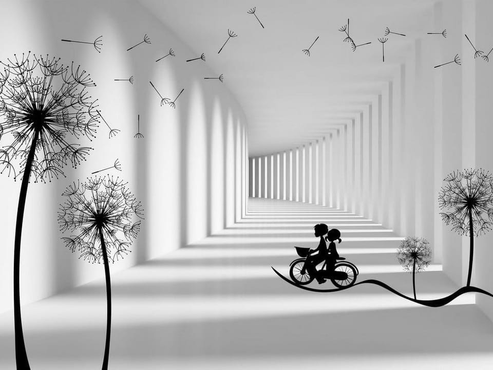 Fototapeta Para na rowerze w tunelu 3D