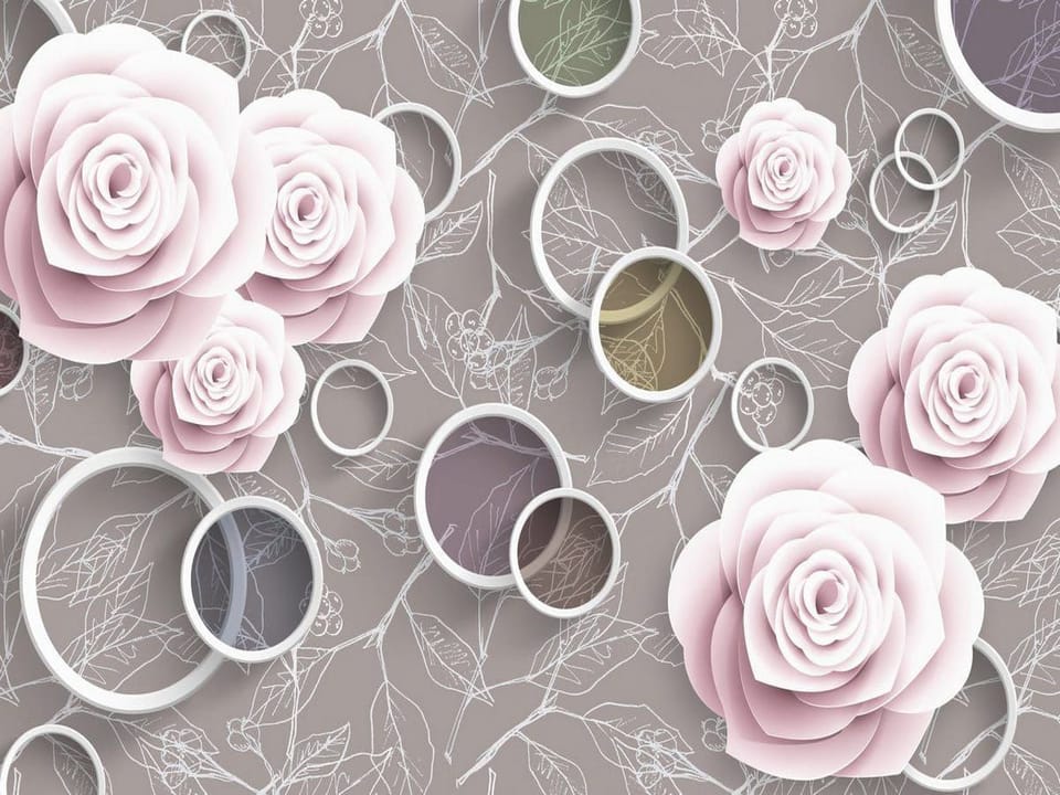 Fototapeta Różowe róże z białymi okręgami