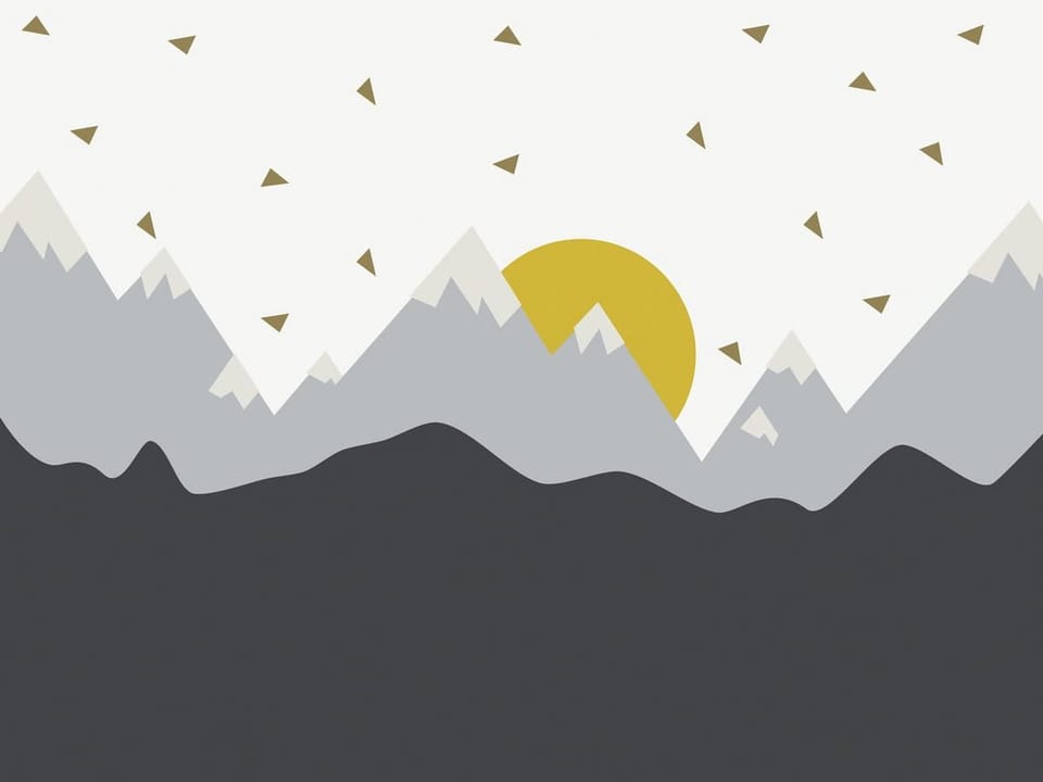 Fototapeta Góry z zachodzącym słońcem