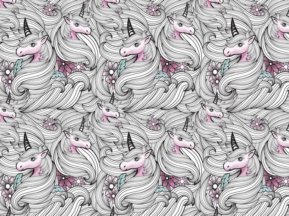 Fototapeta Jednorożce i kwiaty w pastelach